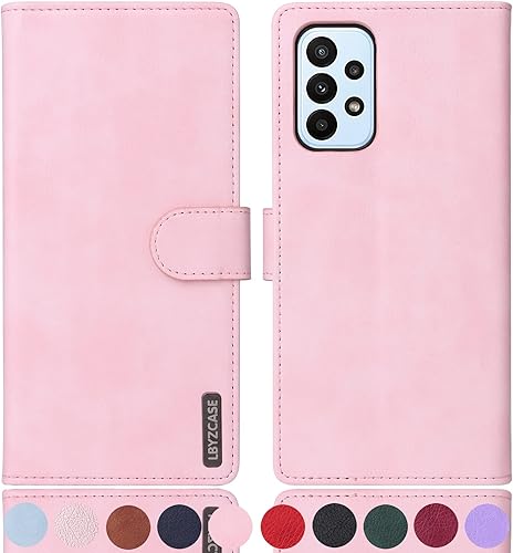 LBYZCASE Funda tipo cartera para Galaxy A23 con tarjetero con bloqueo RFID, funda de piel sintética con función atril, magnética, a prueba de