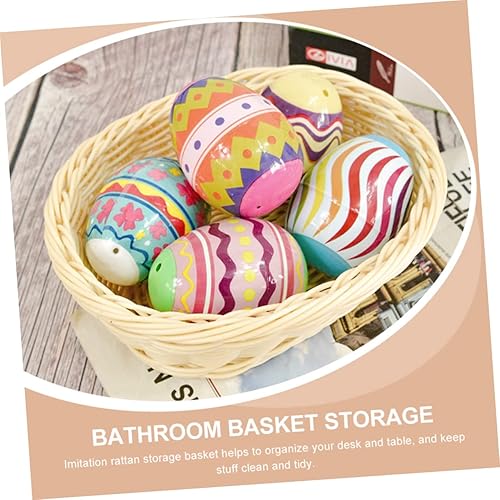 Miniatura 2 de Cabilock Cestas para estantes Soporte de almacenamiento decorativo Cesta tejida de imitación de ratán para artículos diversos de joyería