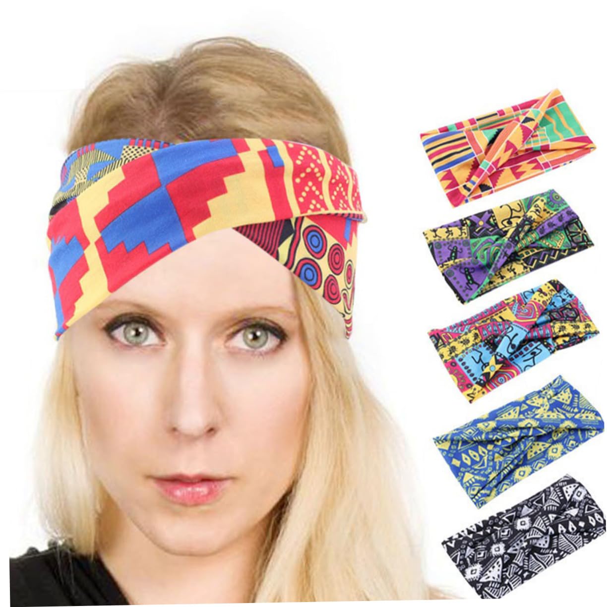 DOITOOL 18stücke Ethnische Haarbänder Für Damen Elastische Sport-stirnbänder Geometrischem Design Für Yoga Fitness Und Alltag Komfortabel Und Stylisch