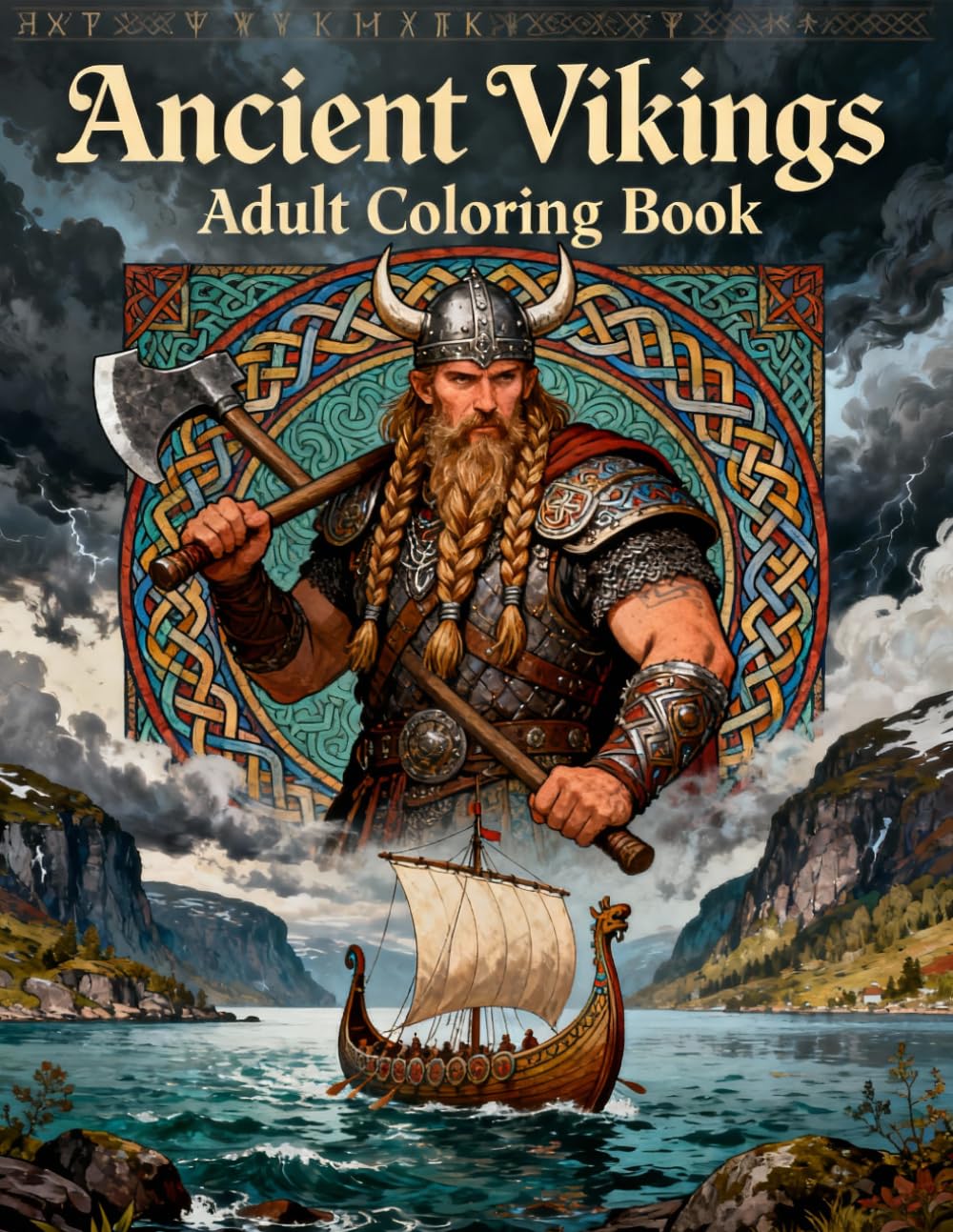 Ancient Vikings Adult Coloring Book: Intricate Norse Designs, Viking Warriors, Longships & Nordic Patterns for Relaxation and Creativity