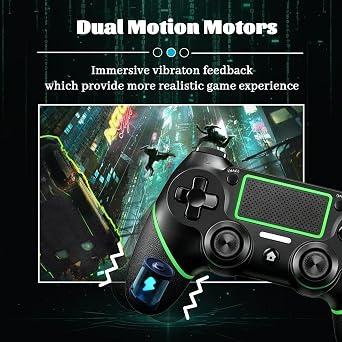 LZXWAWA Wireless Controller for Ps4 Controller Ps4/Slim/Pro/Windows PC | Touchpad/Vibration/Turbo/Built-in Speaker&3.5mm Headphone Jack/Six-axis Motion Control/USB-C Charging Cable,Black Green