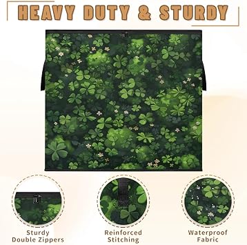 XL Large Clothes Storage with Lid Handle, Shamrock Clover Large Thick Clothes Blanket Storage Containers for Organizing Bedroom Closet Comforter, Organization Storage, St. Patrick's Day