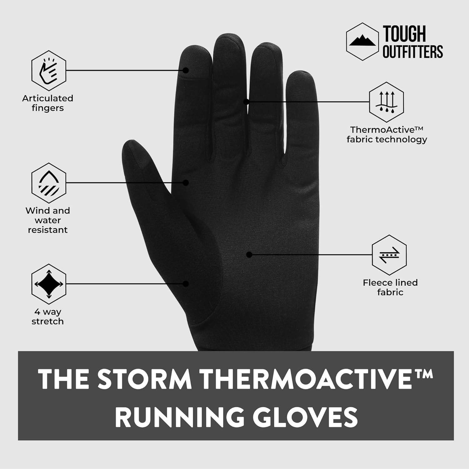 Tough Outfitters Thermal Glove Liners - Hiking Gloves Women Running Gloves Men - Glove Cold Weather - Touchscreen Function - Image 4