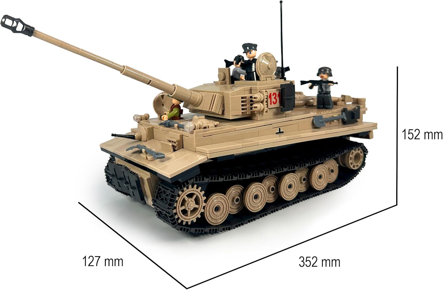 General Jim's WWII German Tiger Tank 131 Historical Military Brick Building Blocks Set, 1,018 Pieces, 1:24 Scale, Rotating Turret, Adjustable Cannon, Compatible with Major Brands, GJ-GT131