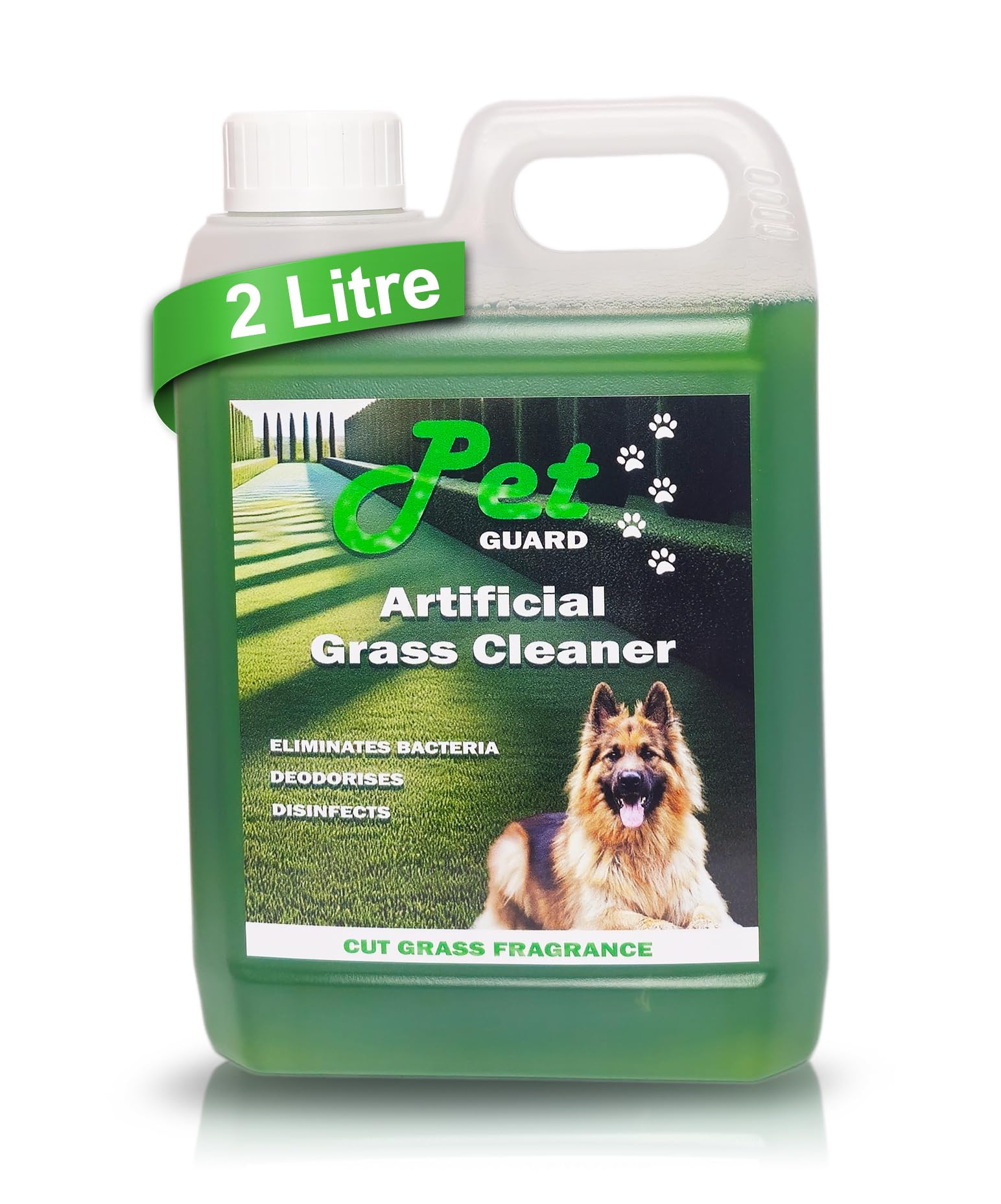 Pet Guard Artificial Grass Cleaner 2L Dog Safe Pet Eliminates Bacteria Deodorises Disinfects - Puppy Urine Cleaner & Odour Remover - Astro Turf Cleaner Dog Urine and Poop - Pet Friendly (Cut Grass)