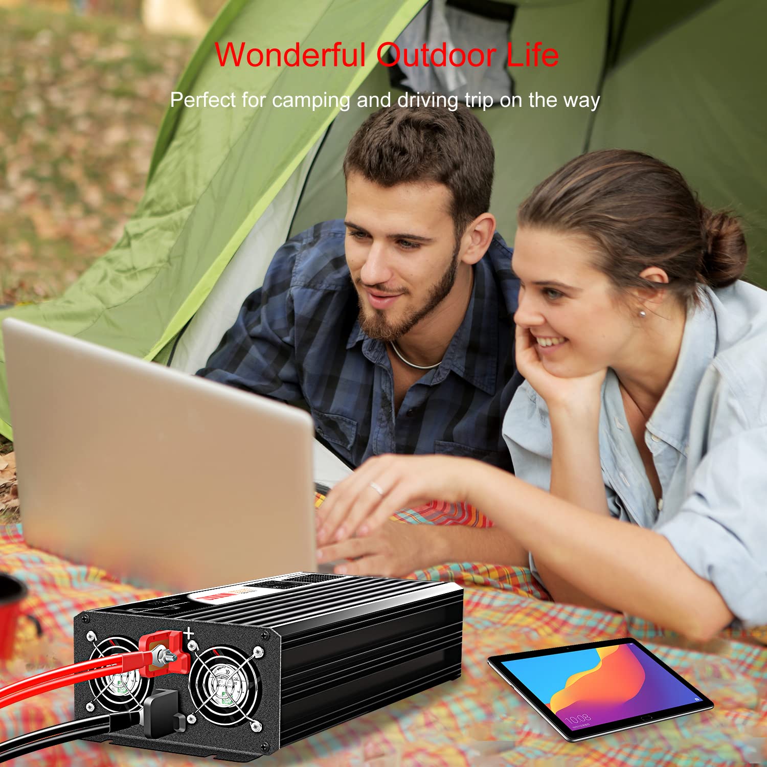 Wechselrichter 2000W Reiner Sinus, Spannungswandler 48V auf 230V AC, PV Solar Wechselrichter für Heimspeicher, Hybrid Photovoltaik Inselanlage, Inverter für Balkonkraftwerk Speicher