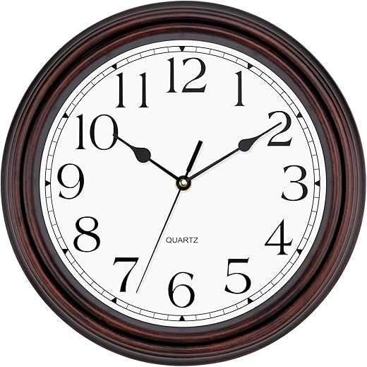 Foxtop 12 Inch Wall Clocks Battery Operated Silent Non Ticking Classic Vintage Retro Wall Clock