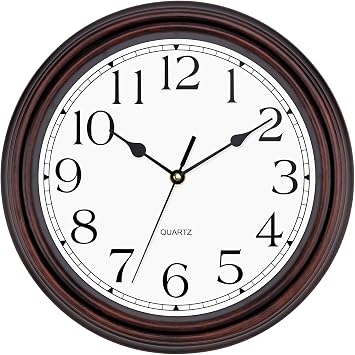 Foxtop 12 Inch Wall Clocks Battery Operated Silent Non-Ticking Classic Vintage Retro Wall Clock Decorative for Office Living Room Kitchen Home Bronze