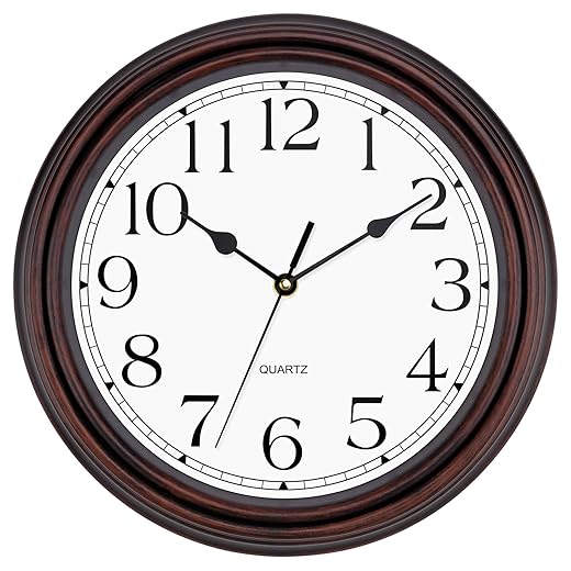 Foxtop 12 Inch Wall Clocks Battery Operated Silent Non Ticking Classic Vintage Retro Wall Clock