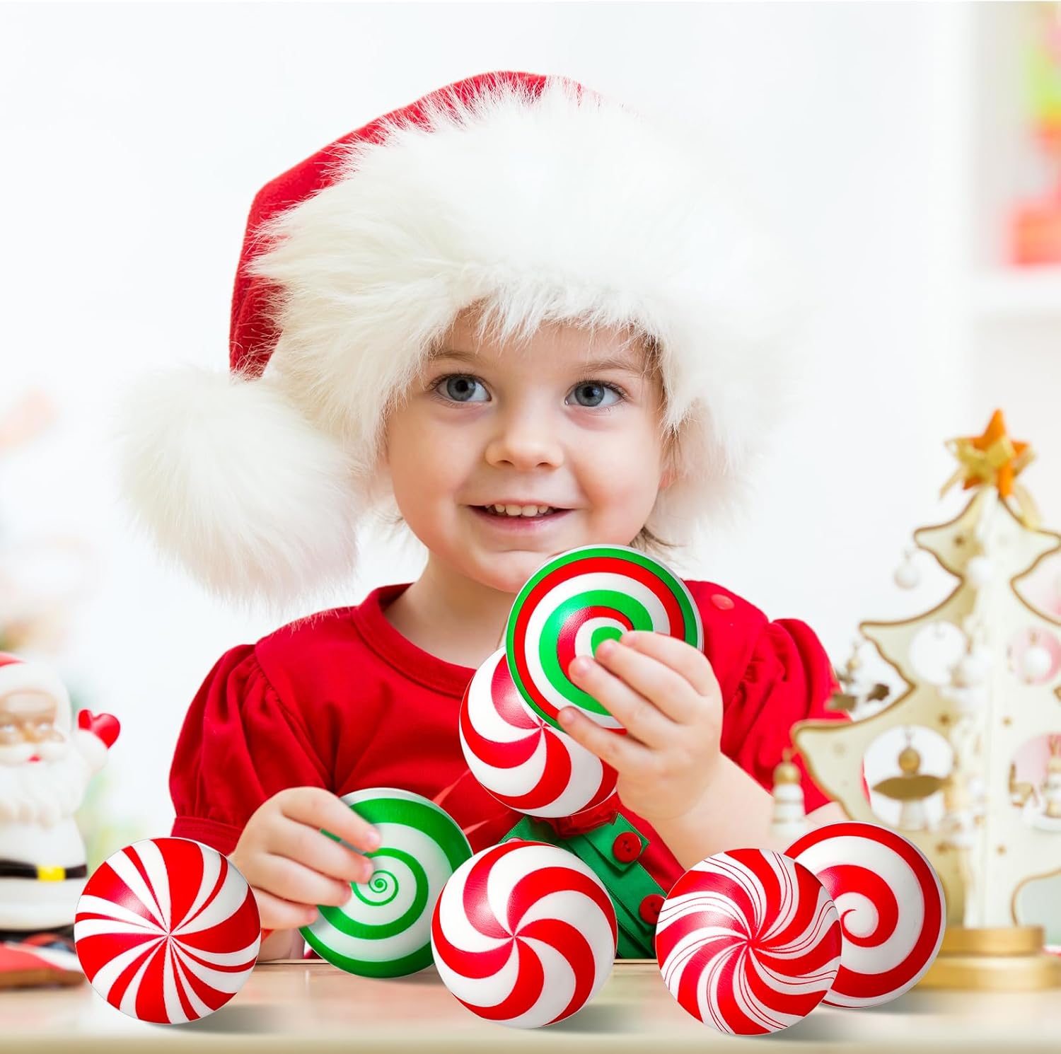 Suhine 72 Pcs Christmas Stress Ball Bulk 1.8 Inch Christmas Green Monster Stress Relief Toys Relief Funny Balls for Party Favors Stocking Stuffers Gifts Goodie Bag Fillers(Candy Style) - Image 4