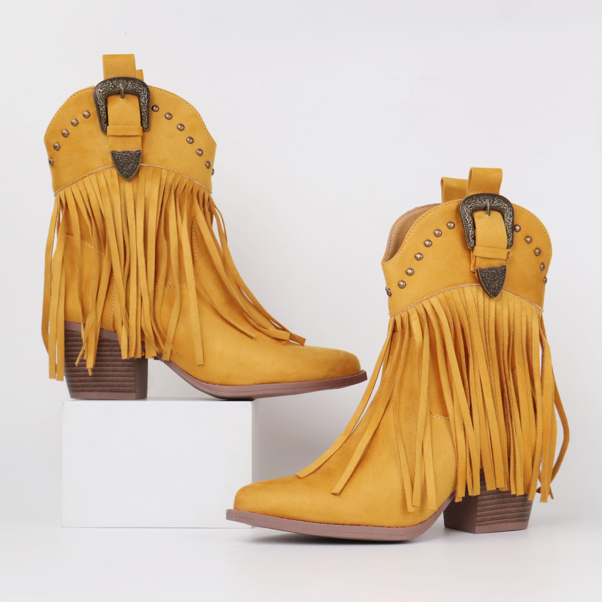 Hawkwell Botines de vaquero con flecos para mujer