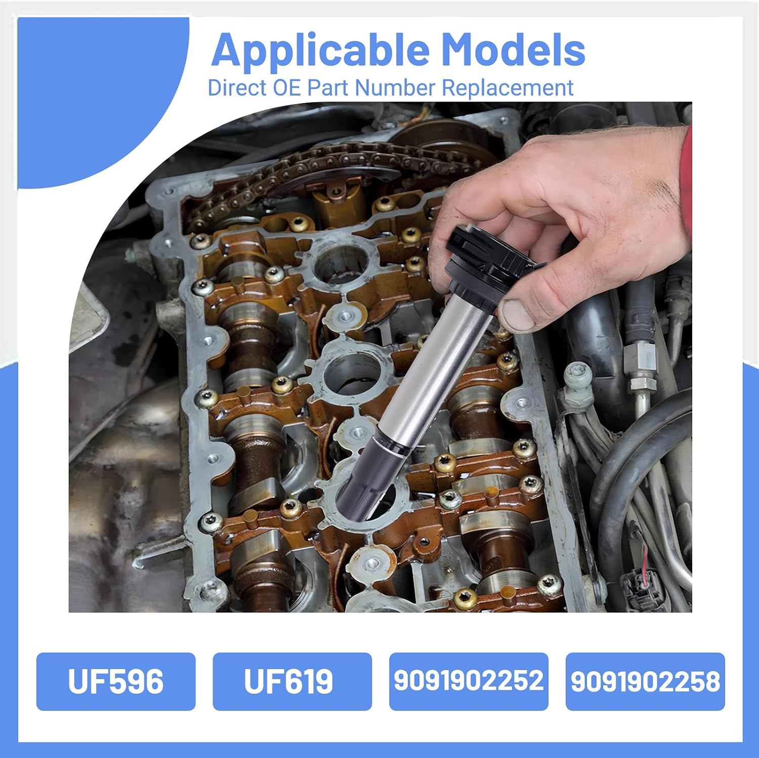 4PCS Ignition Coil Pack UF596 and Double Iridium Spark Plugs 93501 Compatible with Toyota Corolla Matrix Prius Prius V Lexus 1.8L L4 Replacement for UF619 90919-02252