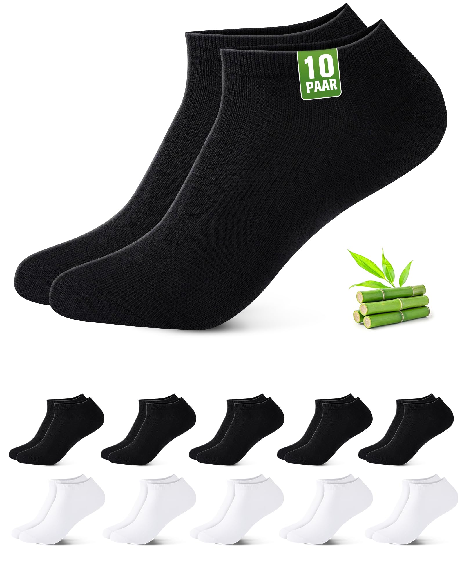 10/20 Pares Calcetines Tobilleros Hombre Mujer De Bambú – Calcetines Cortos Hombre Verano, Absorción Humedad, Ultra Suaves, Transpirables, Anti-Sudor, Negro | Blanco | Gris | Azul — view 13