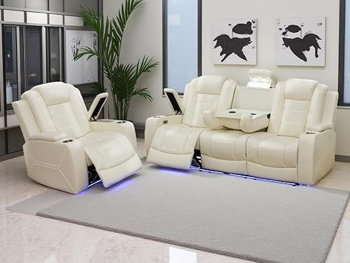 Miniatura 18 de Juego de sofás reclinables eléctricos, juegos de muebles de sala de estar, sofá reclinable eléctrico moderno negro, sofá biplaza y silla con Negro