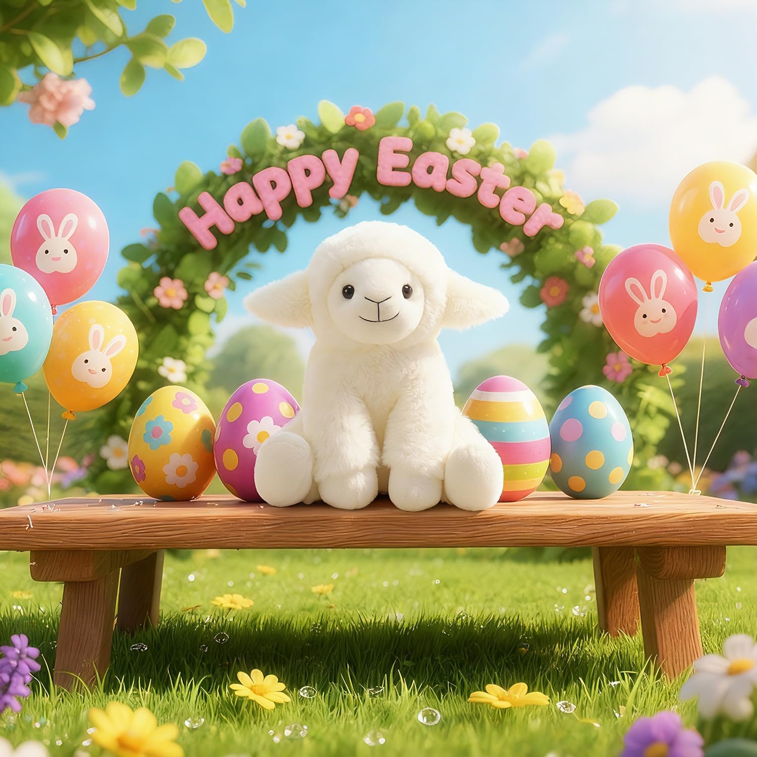 Apricot Lamb Toys Plush Cream Lamb Sheep Stuffed Animal with Fluffy Soft Ears (Cream Lamb, 8 Inches) - Image 2