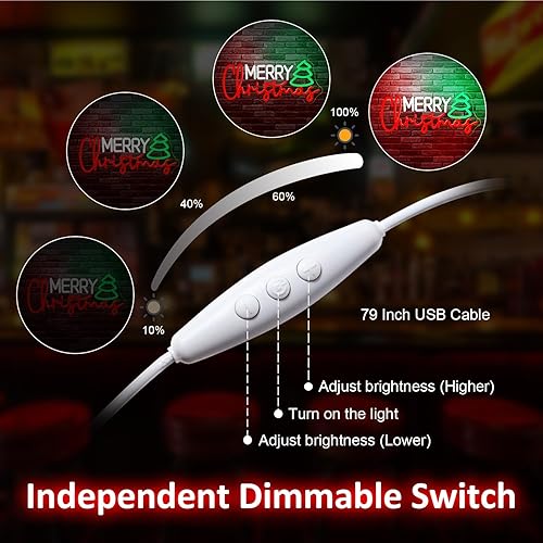 Miniatura 3 de Letrero LED de neón de calcetines de Navidad, letreros de neón de Navidad para decoración de pared, letrero de luz de neón de Navidad con USB