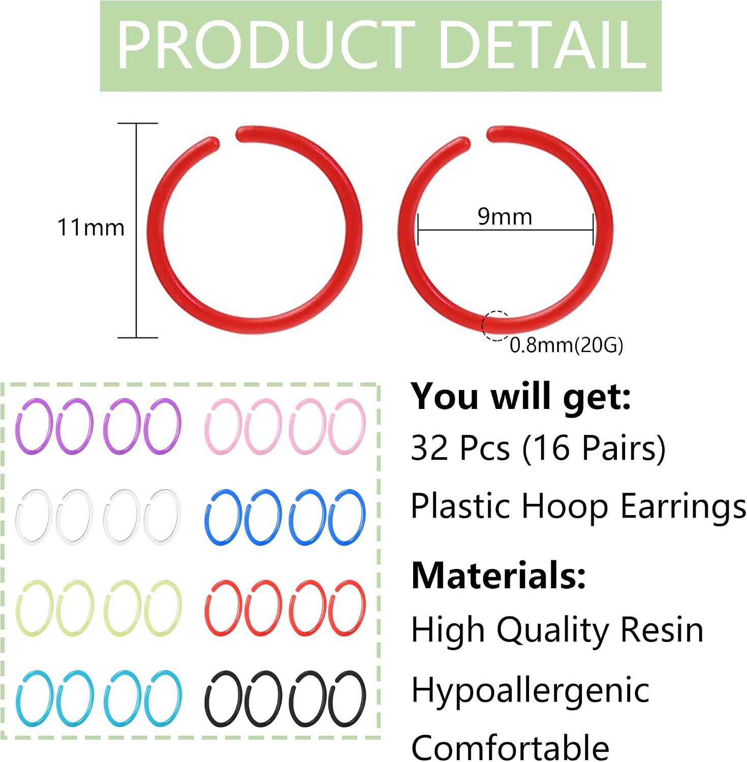 Clear Retainer Septum 16G Plastic Septum Ring Retainer Plastic Hoop Earrings Piercing Retainer Horseshoe Piercing Jewelry