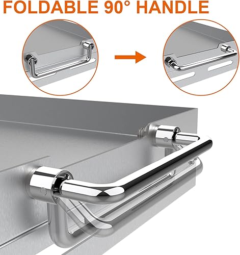 Miniatura 2 de MixRBBQ Parrilla universal de acero inoxidable para parrilla de gas, parrilla plana de 17 x 13 pulgadas con asas plegables para estufa, parrillas de