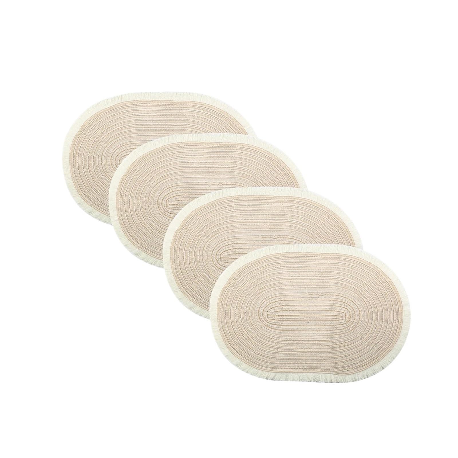 4pcs Oval Placemats Heat-resistant Table Mats Washable Non-slip Dining(Beige)