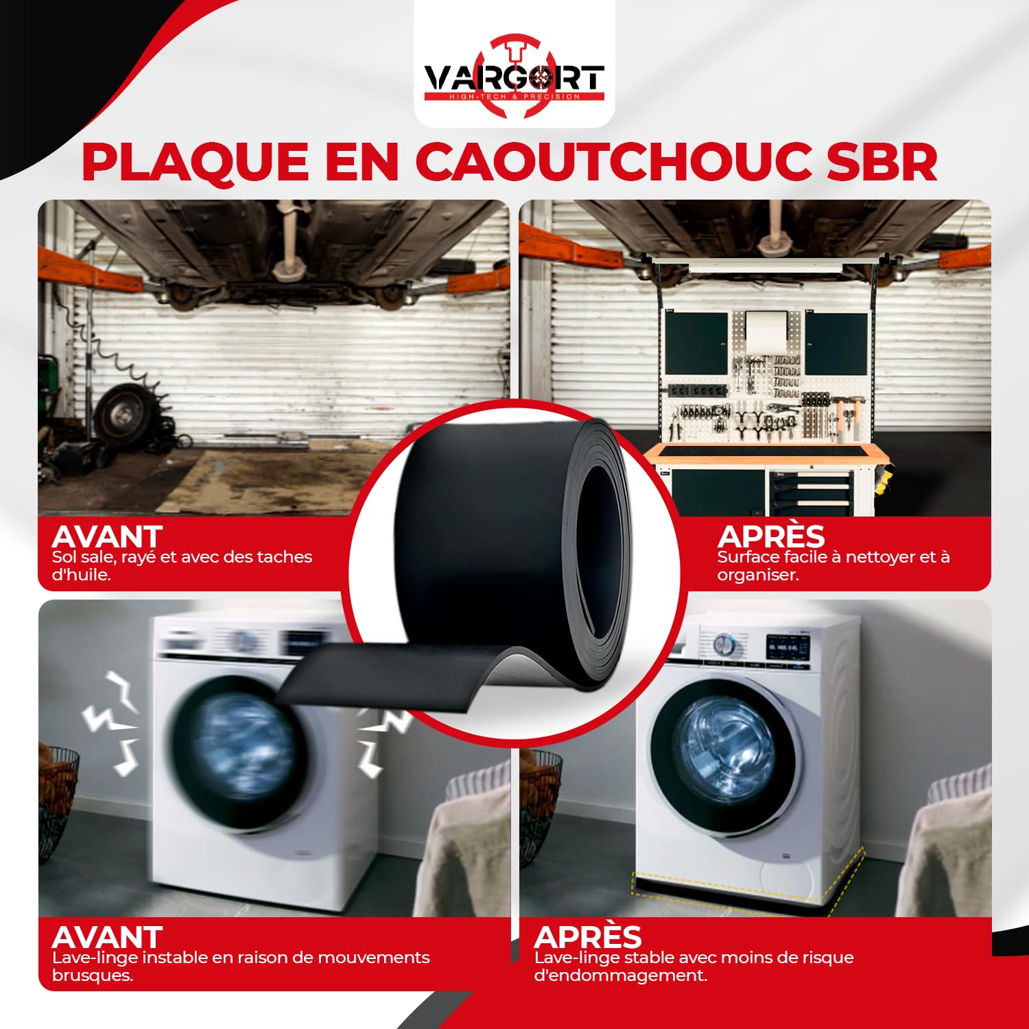 Rouleau de Caoutchouc SBR - pour Revêtement de Sol, Protection, Antidérapant, Dalles PVC Garage (Largeur: 20cm, 2mm, Rouleau 500cm)