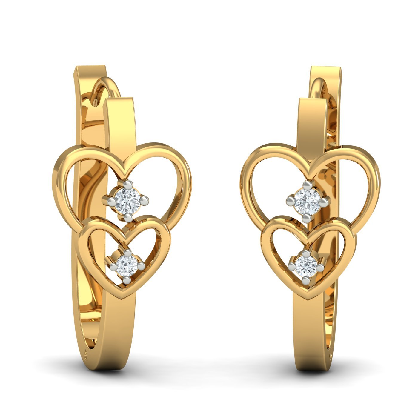 kuberbox 14KT/18KT Yellow Gold Diamond First Love Hoop Earrings for Women-picture-20