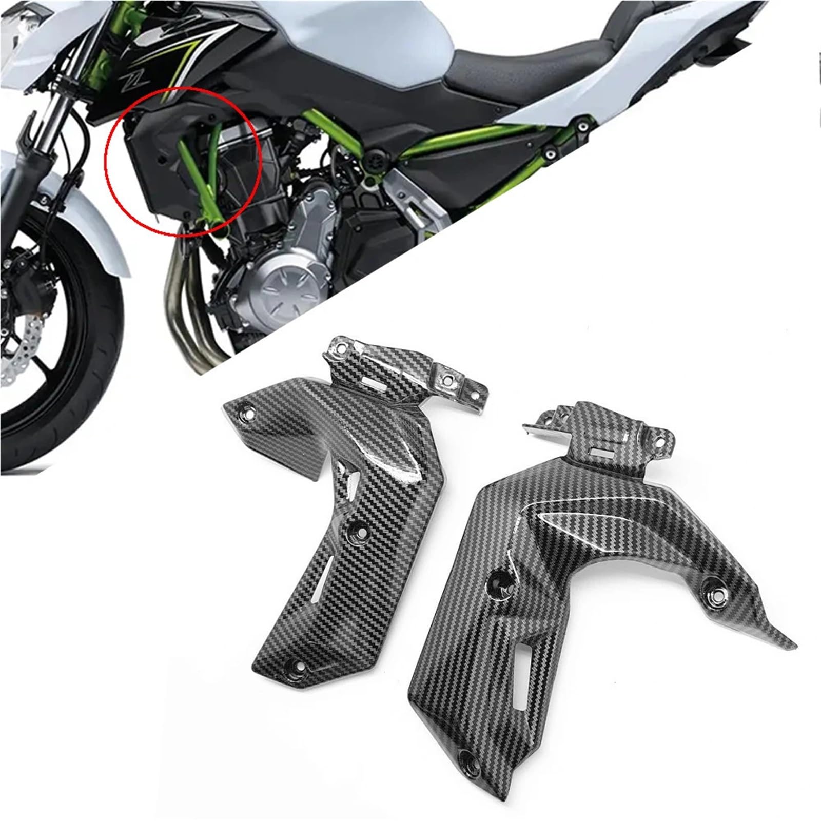 Motorradwasser Retikul Motorrad-Carbonfaser für Z650 2017 2018 2019