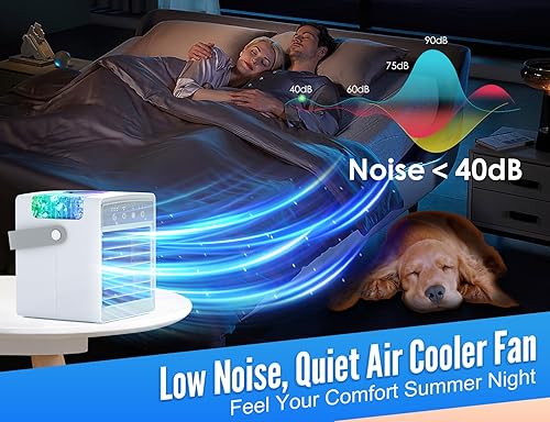 Miniatura 3 de Aire acondicionado portátil, enfriador de aire evaporativo de 3 velocidades con temporizador, tanque de 10.8 onzas líquidas, unidad de CA pequeña,