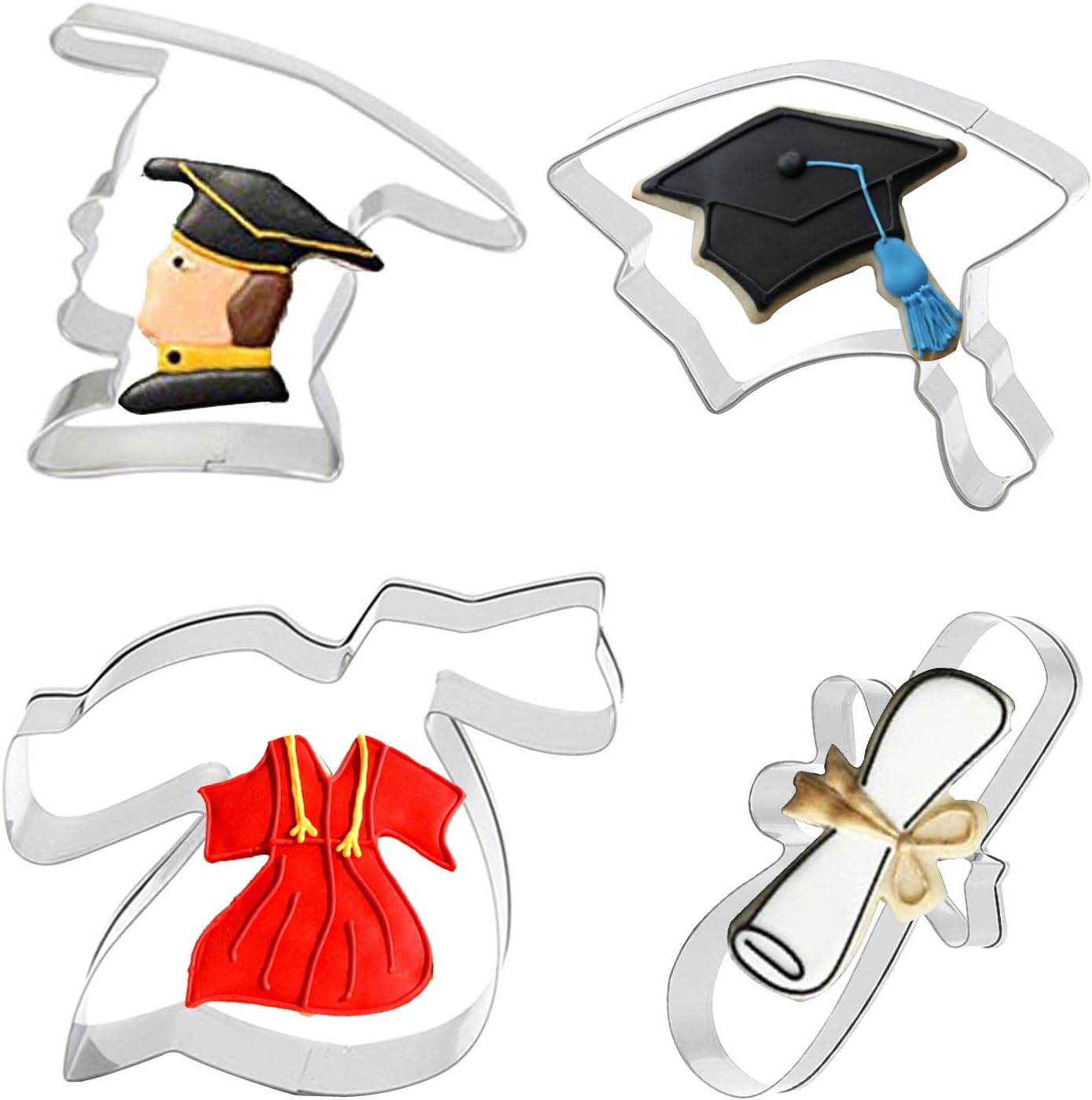 4pcs, Graduation Cookie Cutters, Diploma Cookie Cutter