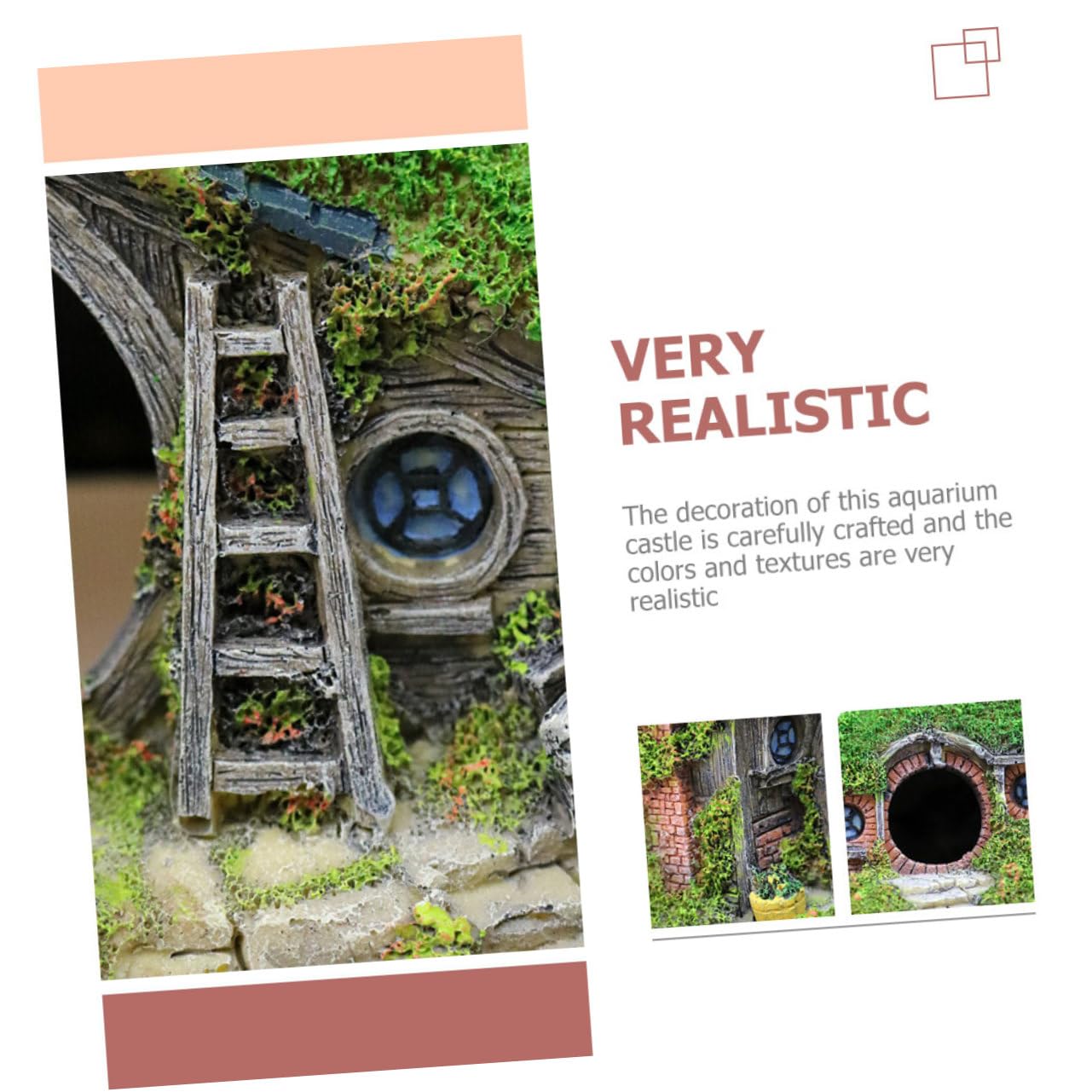 VANZACK Decoración De Acuario De Resina Forma De Castillo Casa Simulada para Peces y Reptiles Escondite Seguro y Atractivo para Tanques De Peces y Terrarios