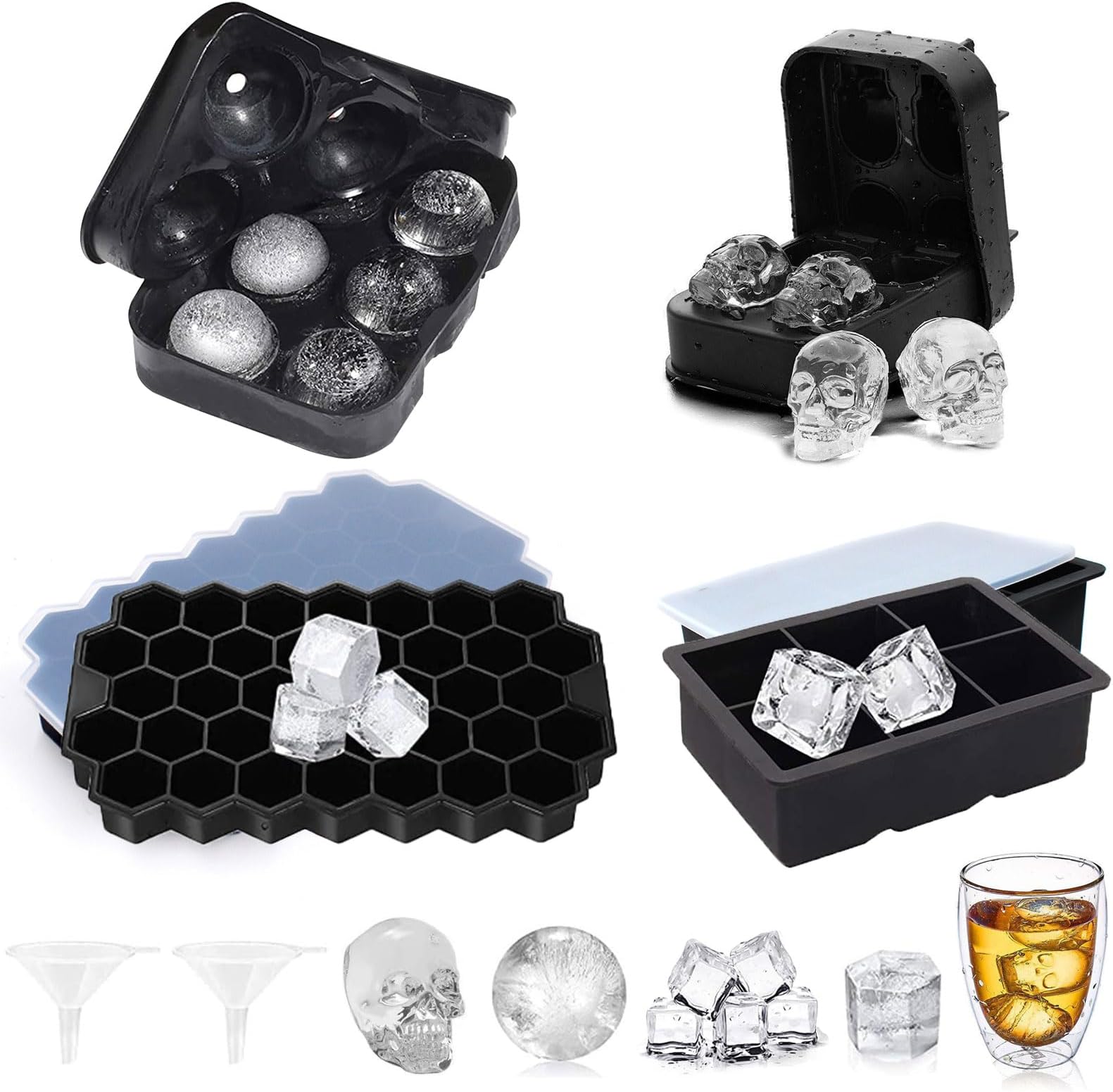 Set De 2 Cubiteras De Silicona 126 Cavidades - Para Hielo Pequeño, Chocolate, Gelatinas, Aptas Para Congelador Y Microondas