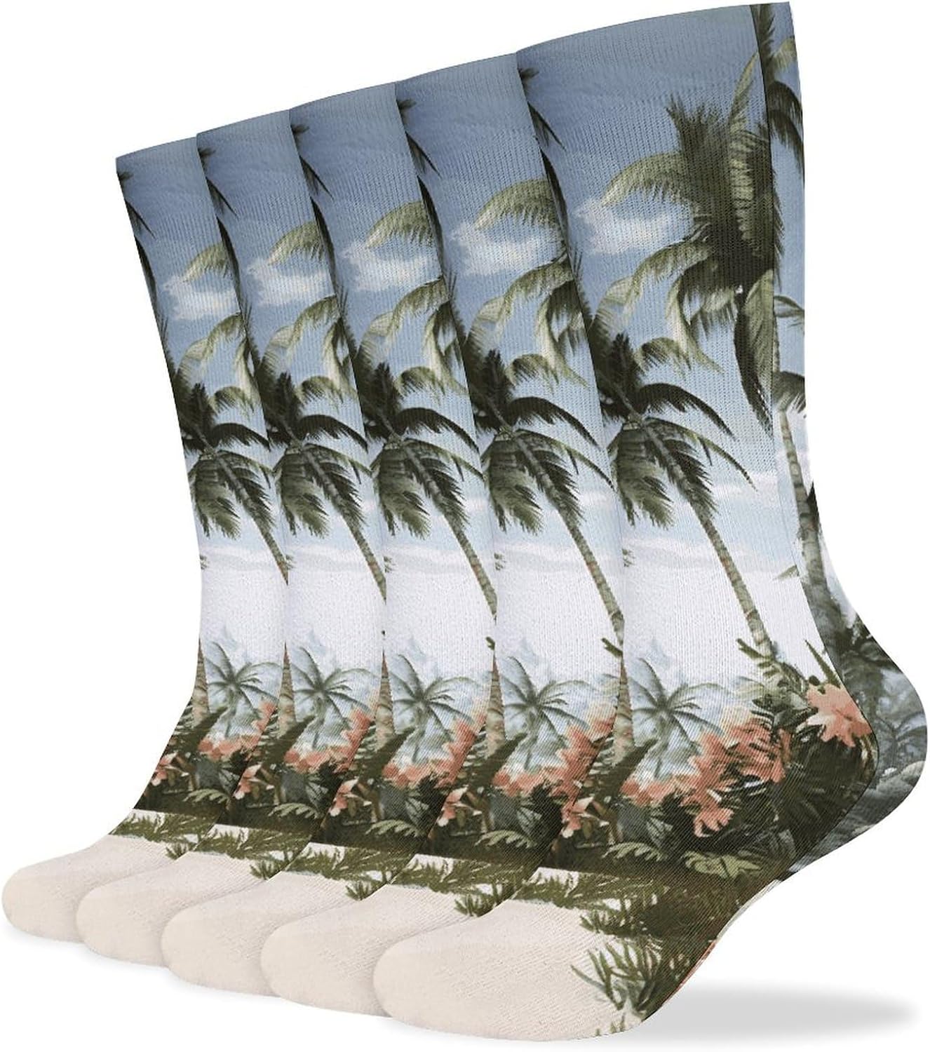Tropical Palm Trees Knee High Socks Cozy Knee High Socks Soft Mid-Length Sock for All Seasons Daily Wear Adult