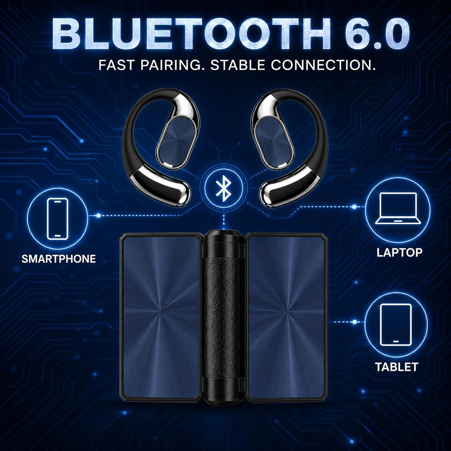 Open-Ear Headphones, Bluetooth 6.0 with Dual-Fold Design, IPX5 Waterproof, 24h Long Battery Life, Secure Comfortable Fit, Sweatproof for Sports/Fitness/Travel/Workouts(Black) 6 71ewcKEp9mL. AC SL1500