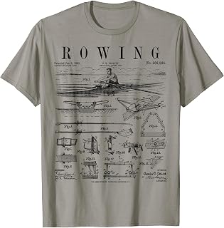 Rowing Sport Rower Sculling Single Scull Boat Vintage Patent T-Shirt