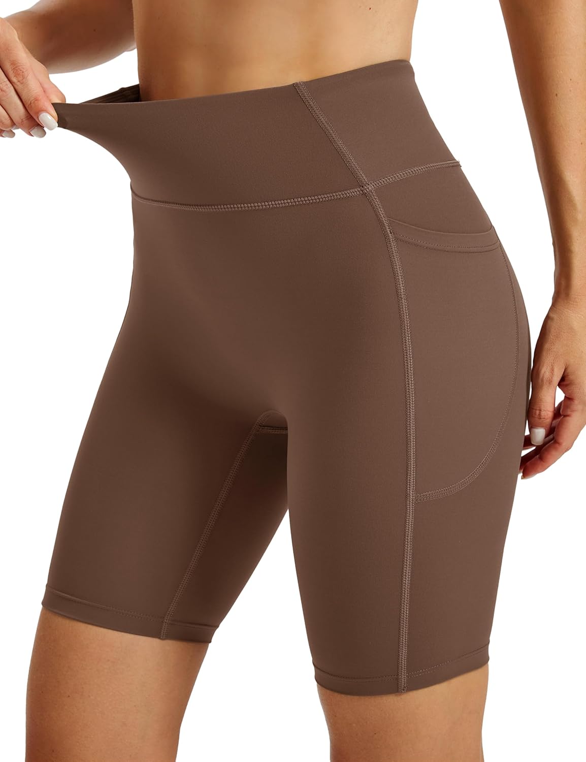 MAGCOMSEN Women's 8" Biker Shorts No Front Seam High Waisted Yoga Workout Gym Spandex Shorts with Pockets Tummy Control - Image 3