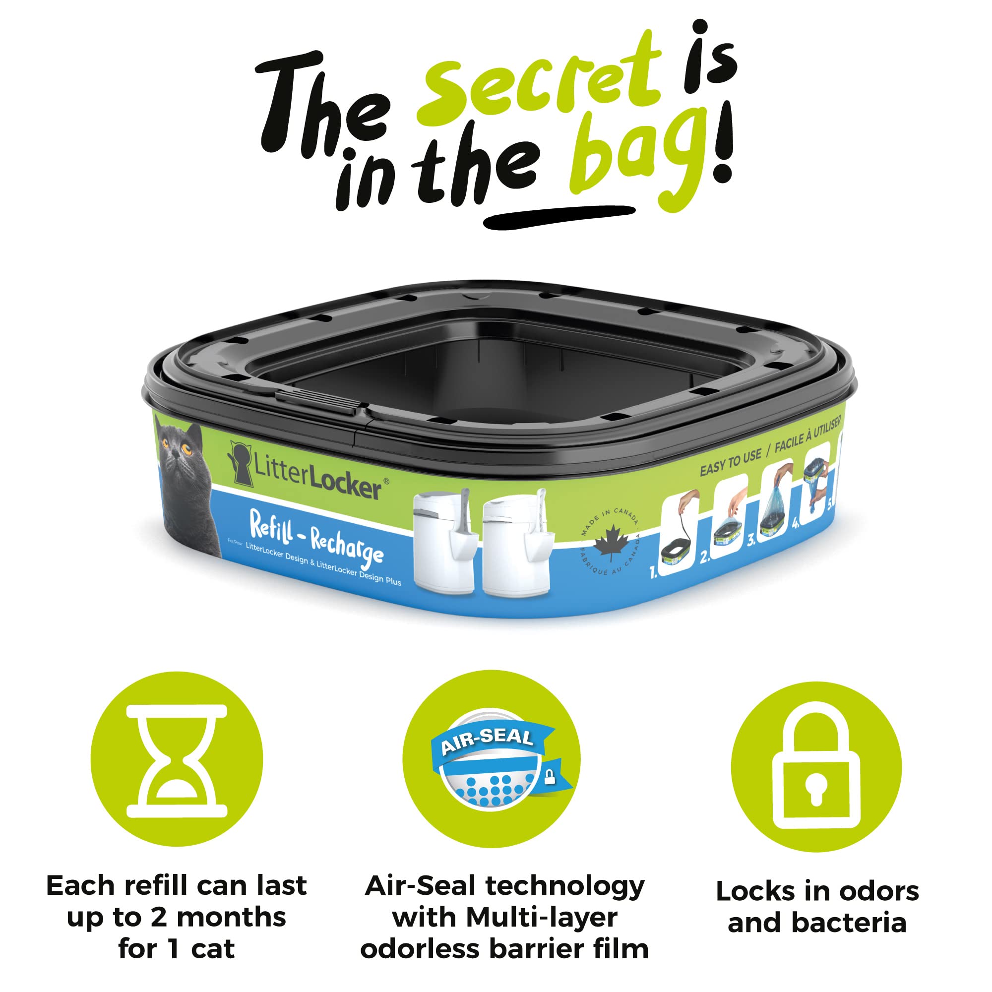 Litterlocker Bin LITTER LOCKER Design Plus, Cat Litter Pail Cat