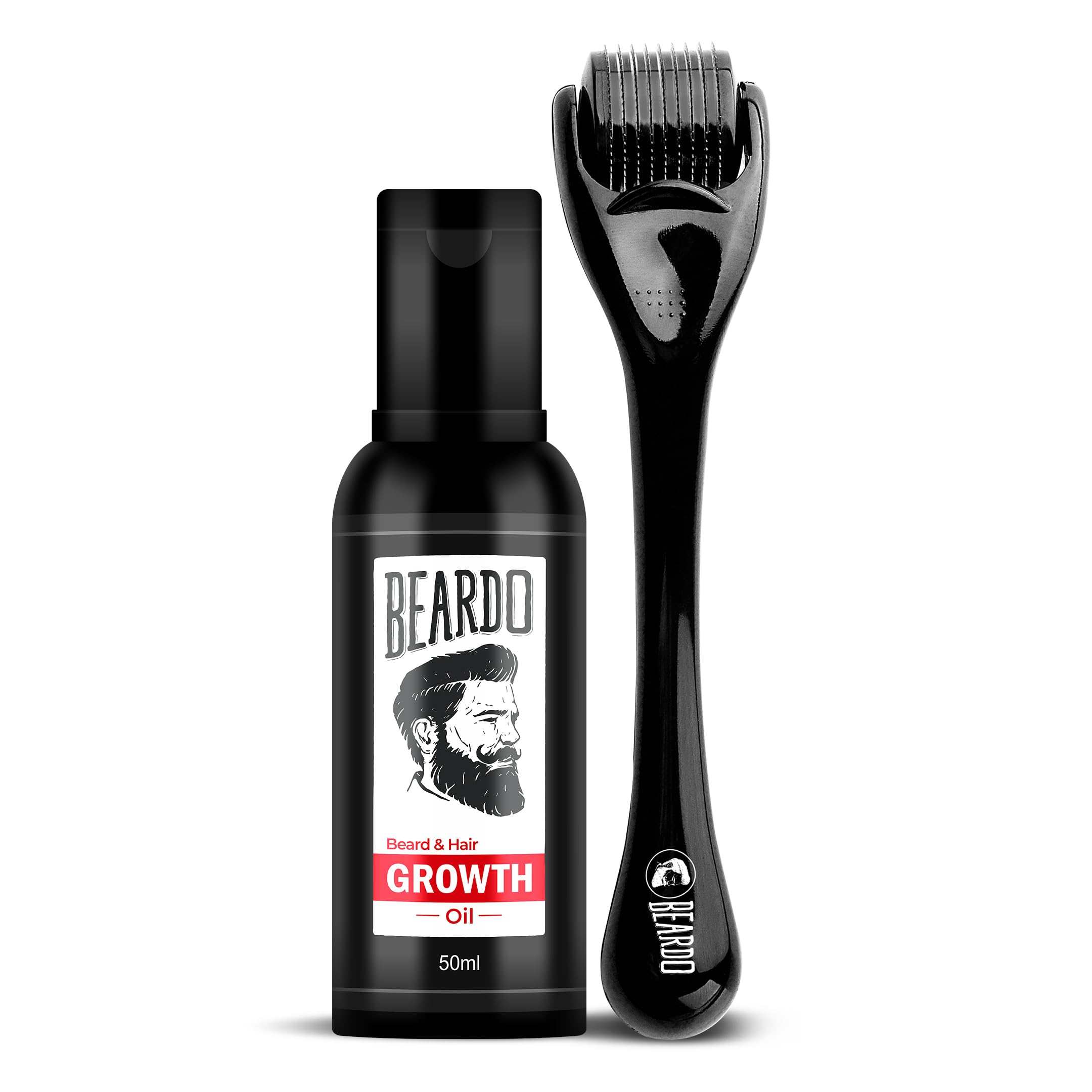 Beard & Hair Growth Oil 50ml & Derma Roller For Hair Growth 0.5 mm| Dermaroller | For Thicker & Longer Beard | Uneven, Patchy & Fast Beard Growth | For Stronger & Fuller Beard Hair