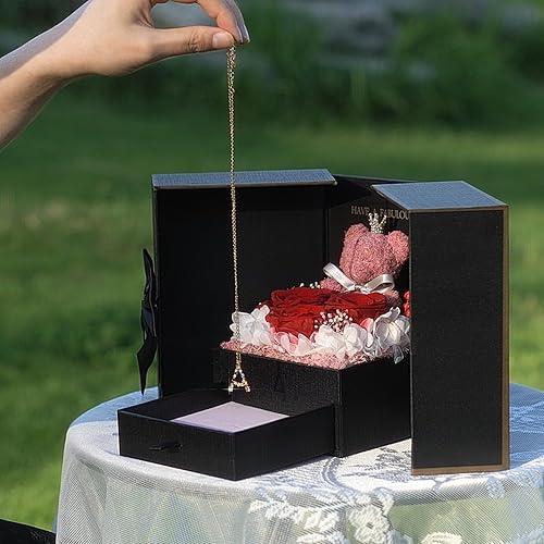 Miniatura 8 de ADDWel Forever Real Rose Regalos para mujer  Regalos para mamá de hija, hijo, marido, con flores preservadas y collar de letra E para el día de la