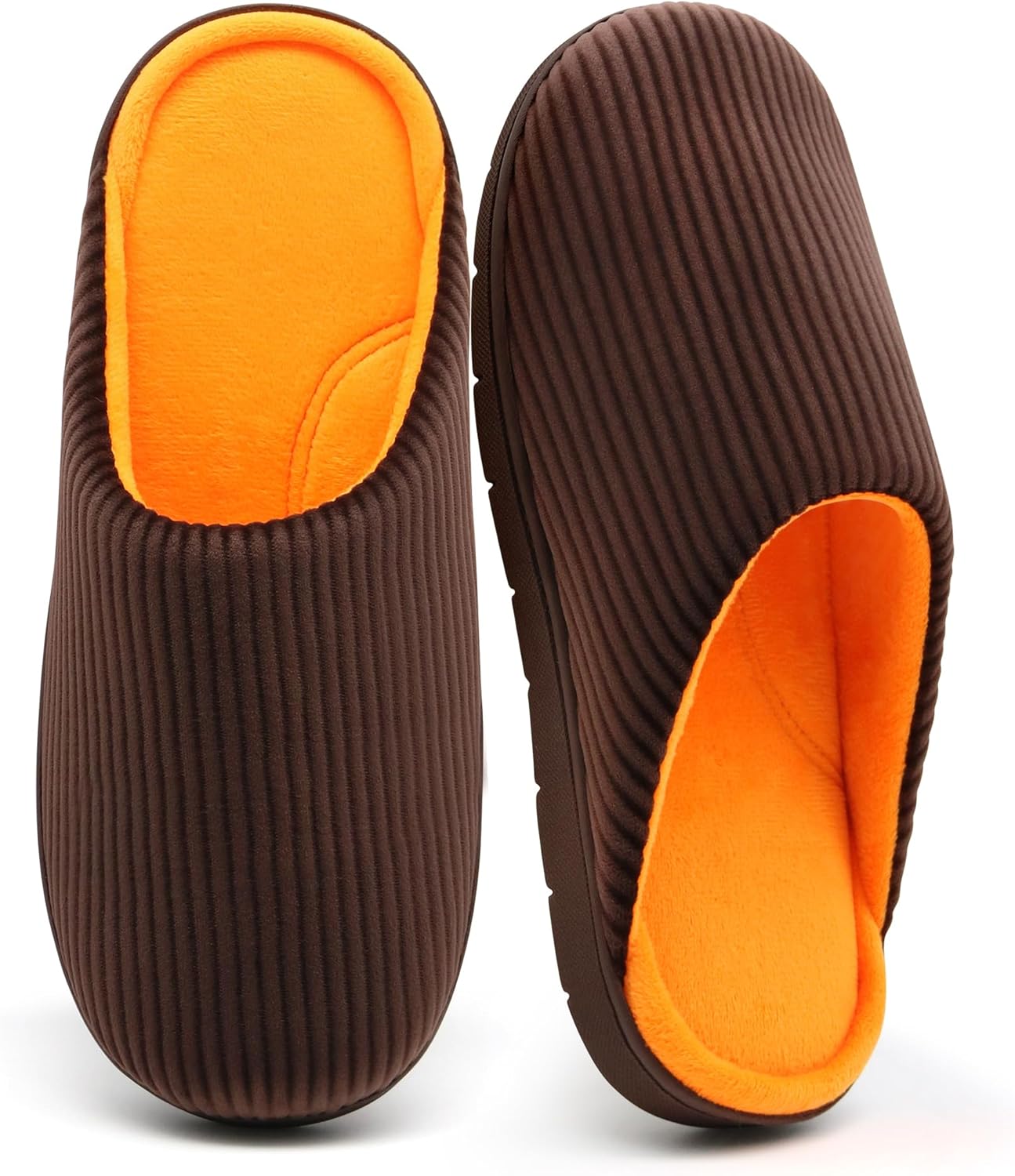 Mens House Slippers with Arch Support, Comfy Two-Tone Memory Foam Slippers Non-Slip Indoor Outdoor, Warm Cozy Home Slippers for Winter