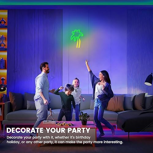 Miniatura 6 de Decoración de palmera tropical, letrero de neón de palmera alimentada por USB y batería, decoraciones de fiesta Luau, decoraciones de fiesta