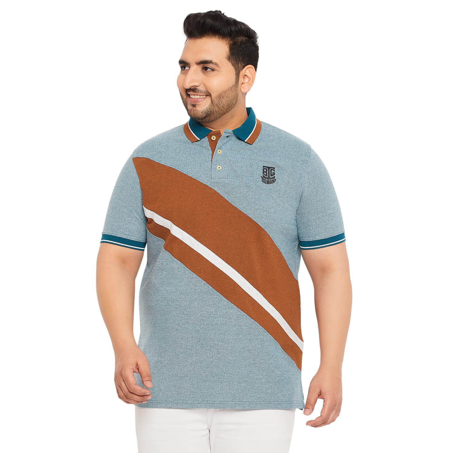 bigbanana Plus Size Men's Regular Fit Colorblock Polo Tshirt-picture-13