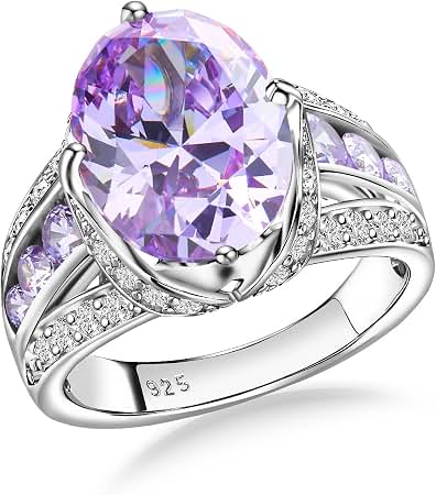 Amazon.com: 925 Sterling Silver Full Diamond Ring Flower Citrine
