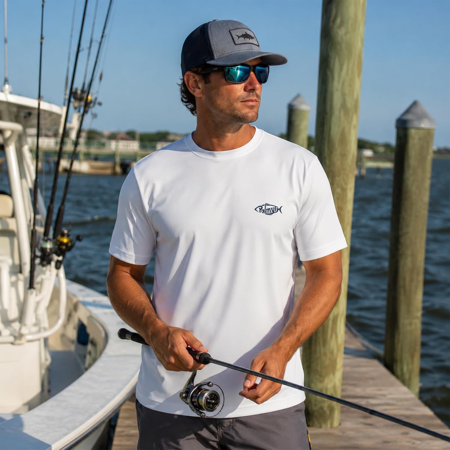 Palmyth Fishing Shirts for Men Sun Protection Shirts Short Sleeve UPF 50+ T-Shirt Tee Quick Dry
