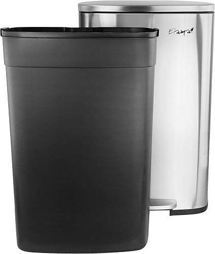 Miniatura 5 de Elama Juego combinado de 3 cubos de basura de acero inoxidable de 13 galones y 1.3 galones con mecanismo de cierre lento
