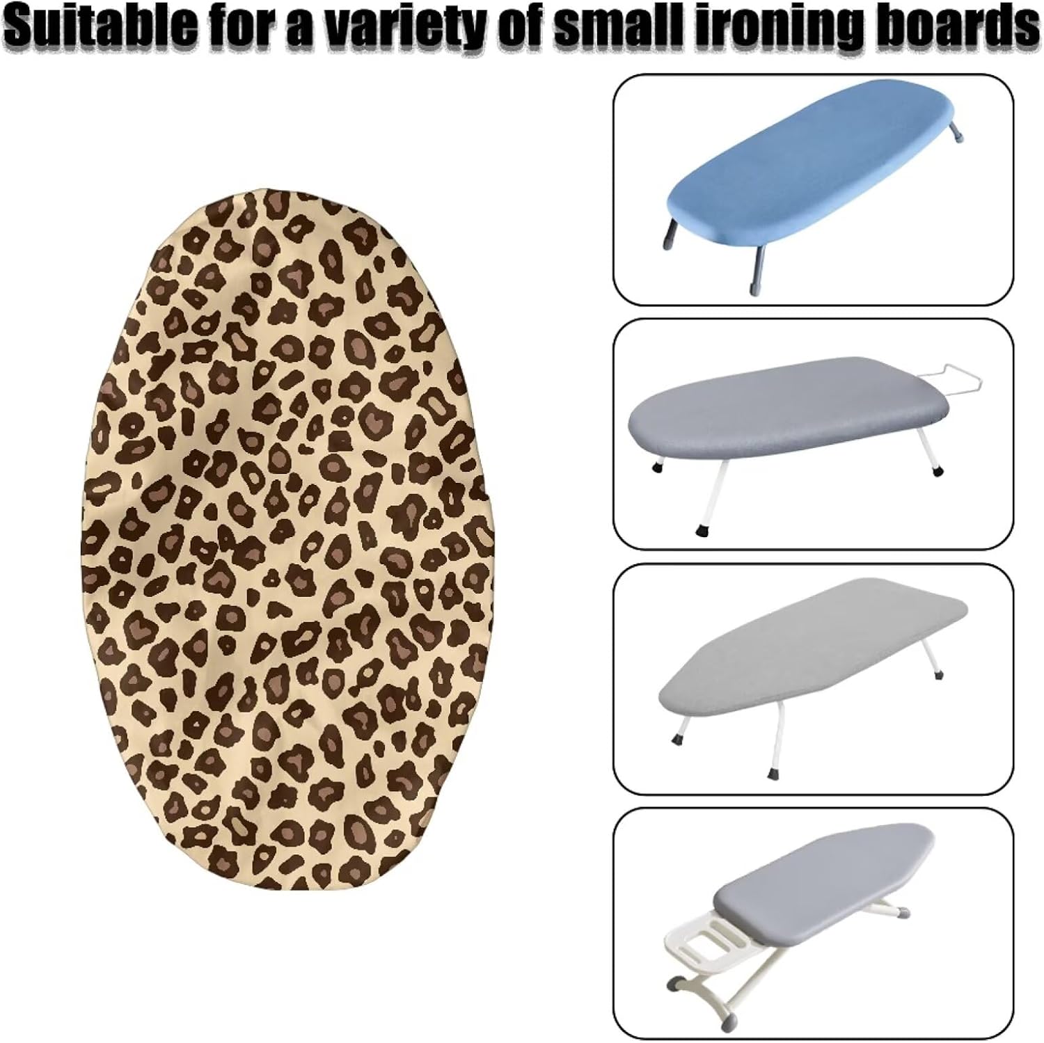 Tabletop Ironing Board Cover with Leopard Print, Elastic Ironing Pad Protective Cover, Resist Scorch & Fade Iron Board Cover for Travel, 14"X24"