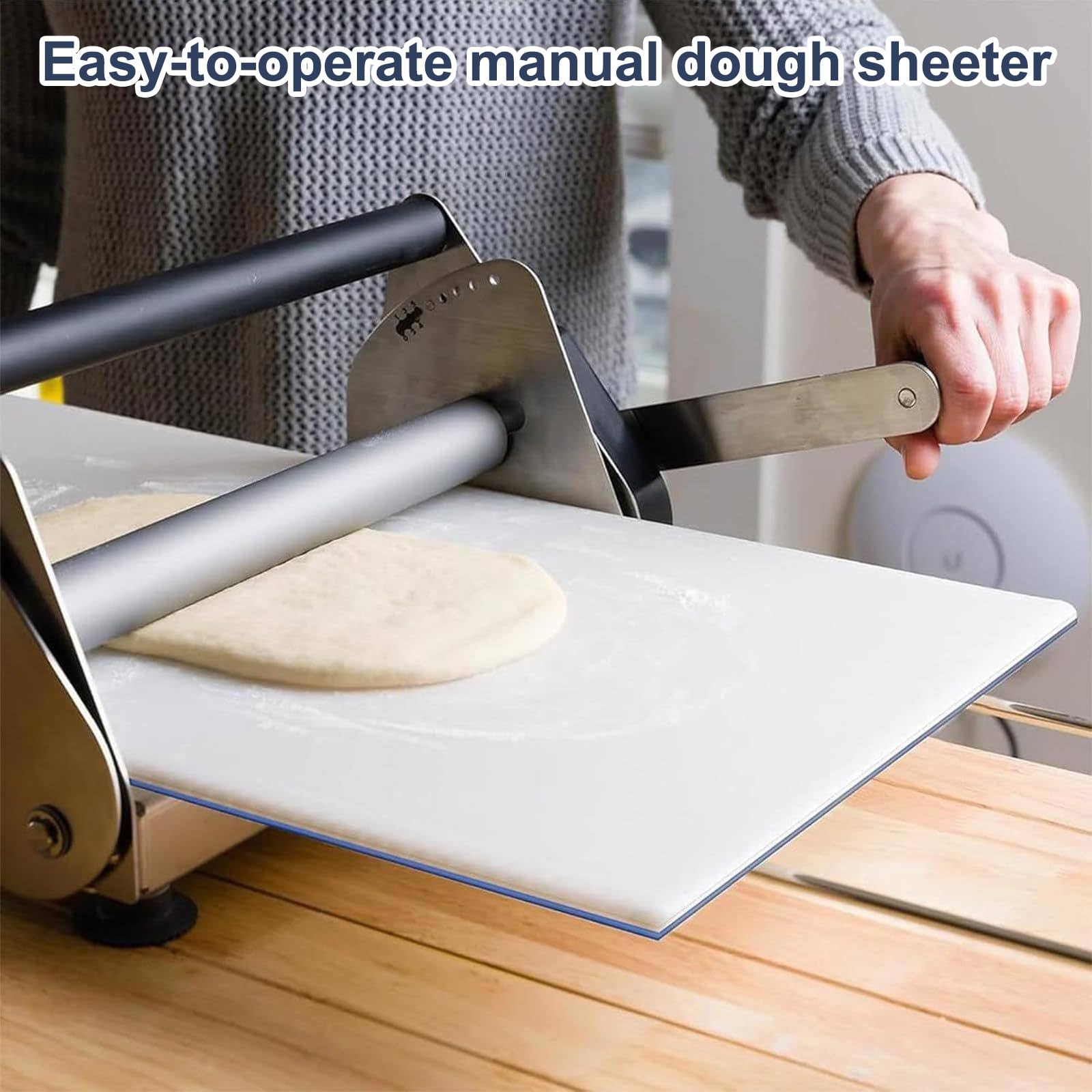 Croissant-Rollmaschine, Manuelle Falt- Und Rollmaschine, Mit Grundplatte, Edelstahlkonstruktion, Einstellbare Dicke (0-17,5mm/0-27mm), Für Pizza, Croissants, Gebäck A