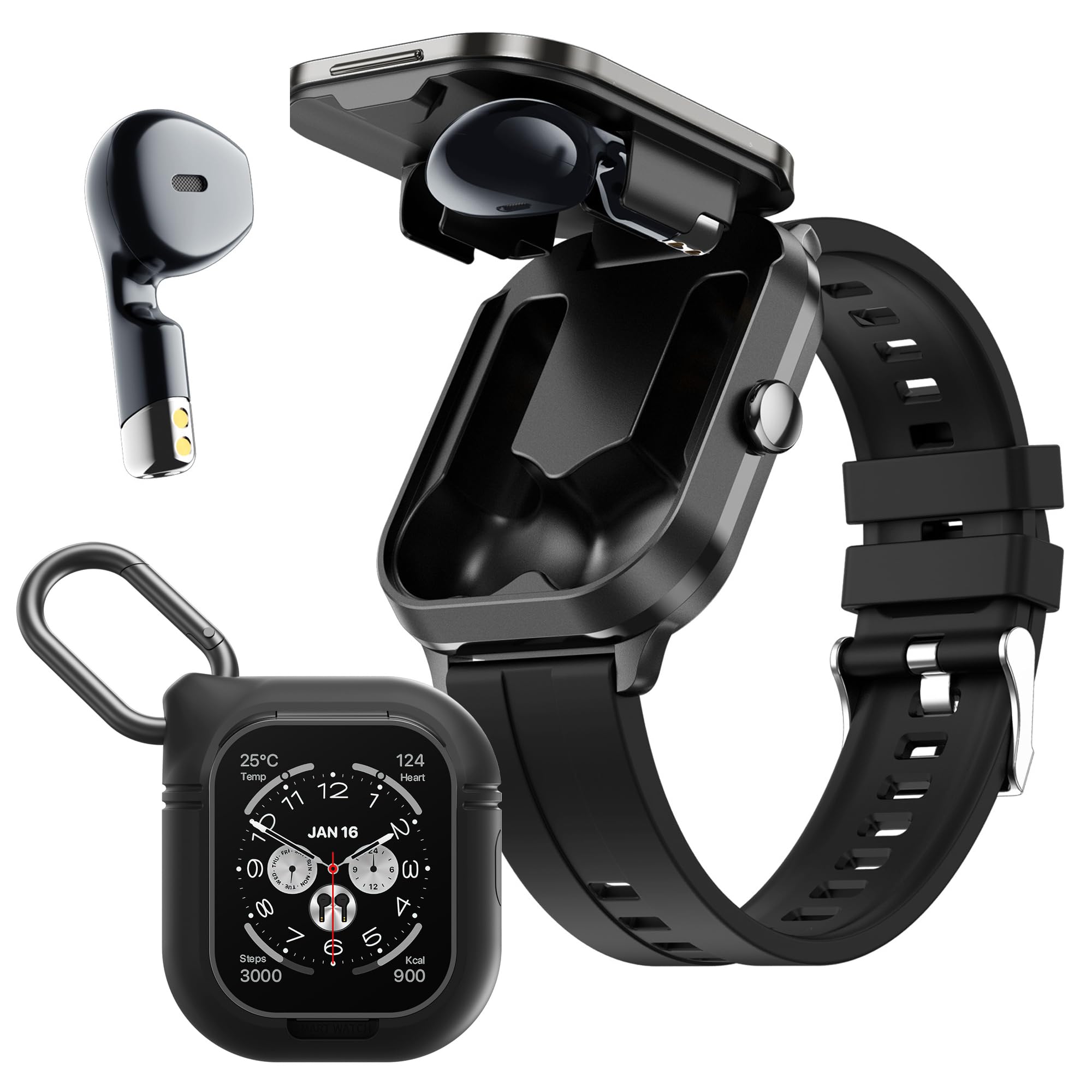 findtime Smartwatch 2 in 1 con cuffie, per la salute, fitness tracker, orologio sportivo, orologio da uomo, orologio da fitness, cardiofrequenzimetro, contapassi, cronometro attività
