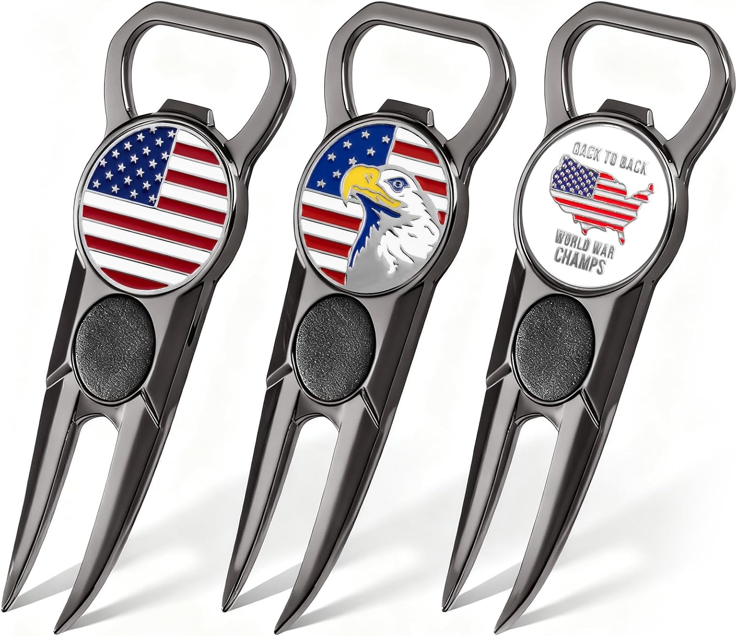 Amy Sport Golf Divot Repair Tool 7-in-1 Leather Grip 3 Pack