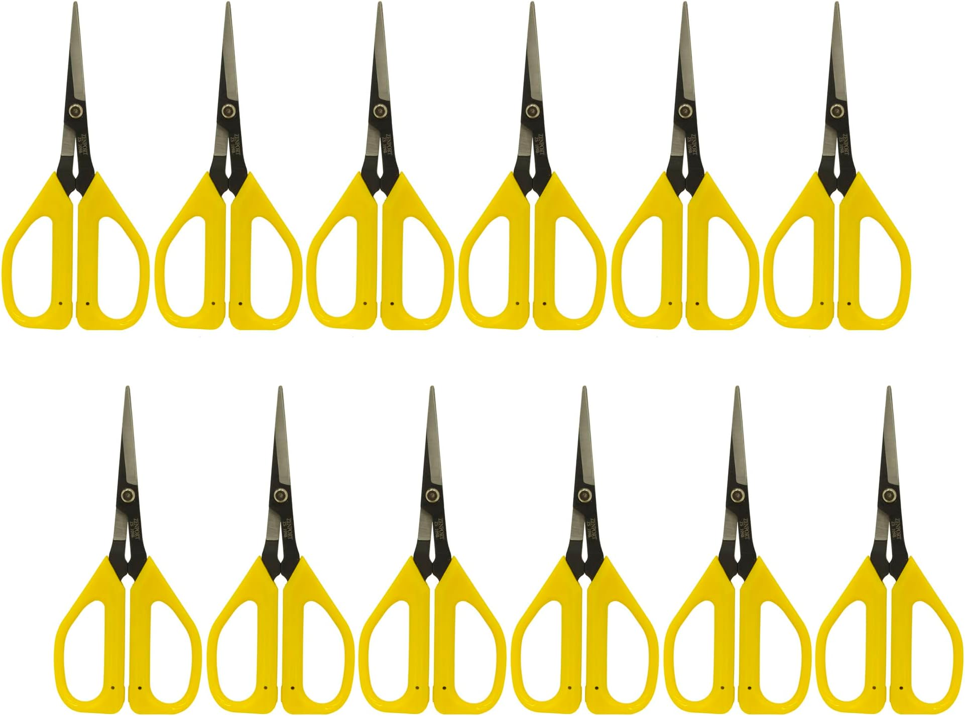 ZS109B Ergonomic Bent Handle Deluxe Bud Trimming Scissors for Garden, Fruits and Grapes, 6.5-Inch, Yellow