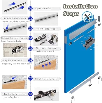 Invisible Trackless Sliding Door Smooth, Silent & Space-saving Hidden Barn Door Hardware Kit with Soft Close Mechanism, Bypass Door Systems for Wooden Door(152cm/59.8in)