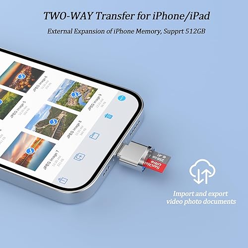 Miniatura 4 de Certificado MFi de Apple Lector de tarjetas micro SD para iPhone, lector de tarjetas Lightning a Micro SDTF, adaptador de tarjetas micro SD para